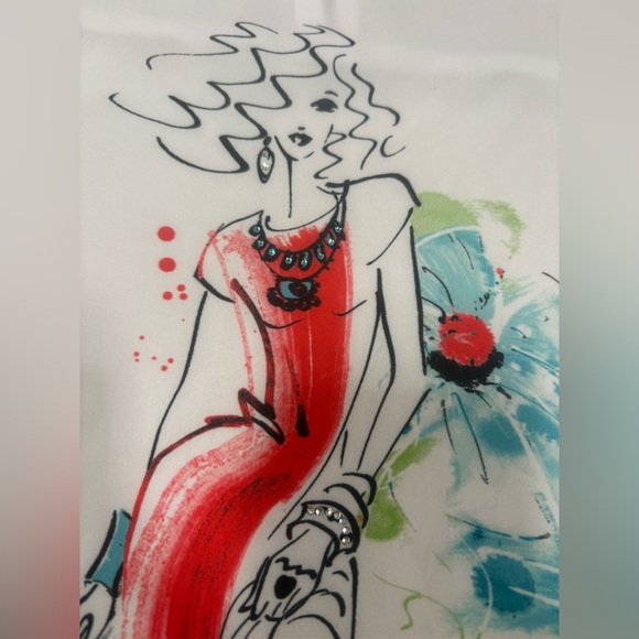 Dolcezza White Blouse with Fun Design and Rhinestone Accents - Picture 3 of 10